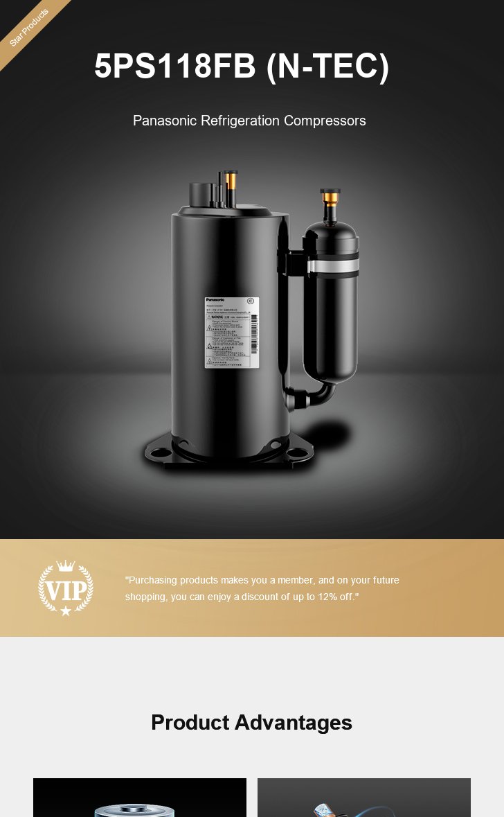 Panasonic Compressor 5PS118FB (N-TEC), technical parameters pdf, structure diagram